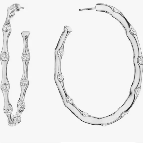 Jennifer Miller Sparkly Wavy Hoop Earrings - Picture 1 of 5